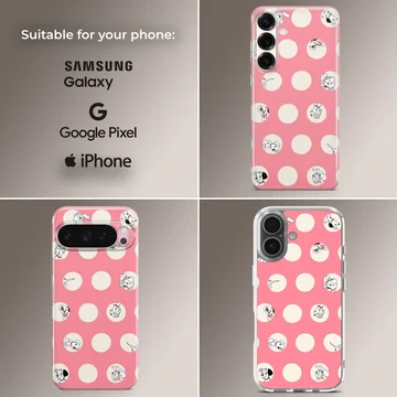 101 Dalmatians themed phone case with red and white polka dots — Collage