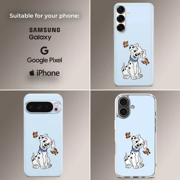 101 Dalmatians puppies with butterflies on phone case — Collage