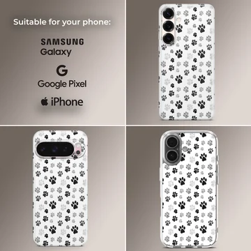 101 Dalmatians paw prints phone case featuring black and white pattern — Collage