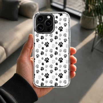 101 Dalmatians paw prints phone case featuring black and white pattern — Lifestyle