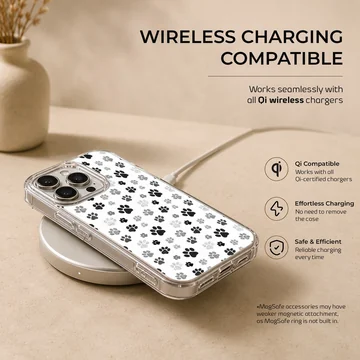 101 Dalmatians paw prints phone case featuring black and white pattern — Charging