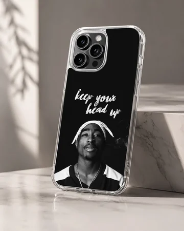 2Pac 'Keep Your Head Up' design on phone case — Hero
