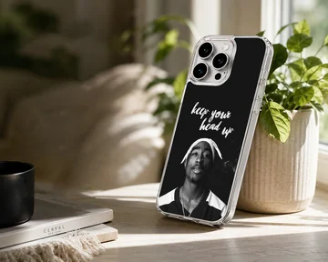 2Pac 'Keep Your Head Up' design on phone case — Lifestyle