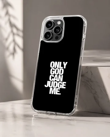 Black phone case featuring 2Pac quote 'Only God Can Judge Me'. — Hero