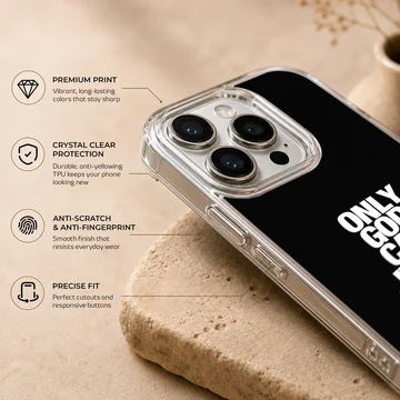 Black phone case featuring 2Pac quote 'Only God Can Judge Me'. — Info