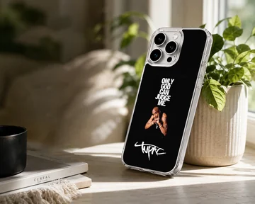 2pac iconic quote and photograph on a phone case — Lifestyle