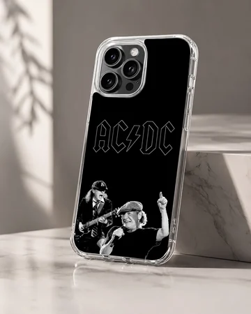 AC DC band members on a black background phone case — Hero