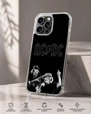 AC DC band members on a black background phone case — Specs