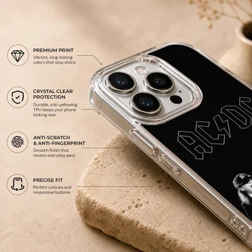 AC DC band members on a black background phone case — Info