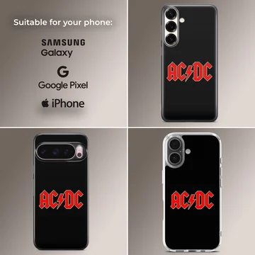 AC/DC band logo phone case with bold typography — Collage