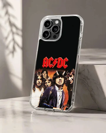 AC DC band photo artwork on black phone case