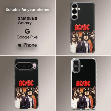 AC DC band photo artwork on black phone case — Collage