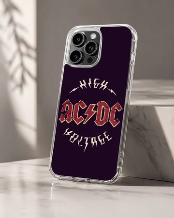 AC DC High Voltage bold typography design phone case — Hero