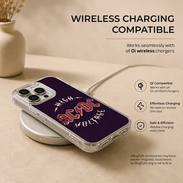 AC DC High Voltage bold typography design phone case — Charging