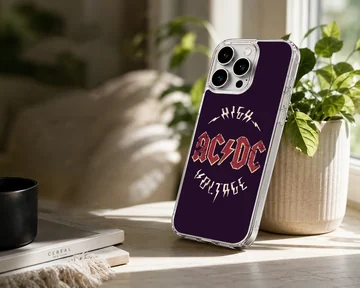 AC DC High Voltage bold typography design phone case — Lifestyle