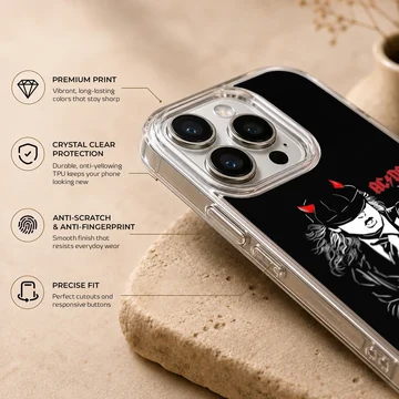 Phone case featuring AC DC and Angus Young illustration with guitar — Info