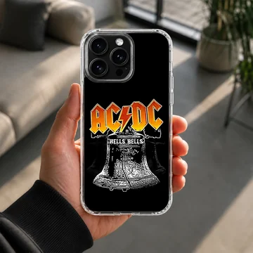 AC DC Bells design with bold typography on phone case — Lifestyle