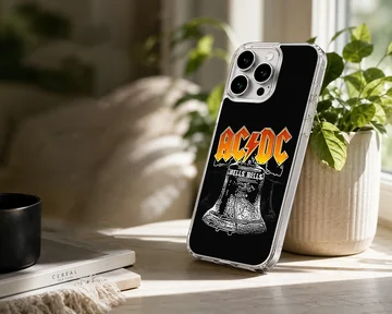 AC DC Bells design with bold typography on phone case — Lifestyle