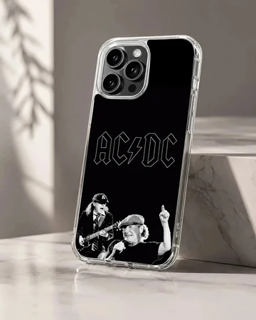AC DC band artwork black and white phone case