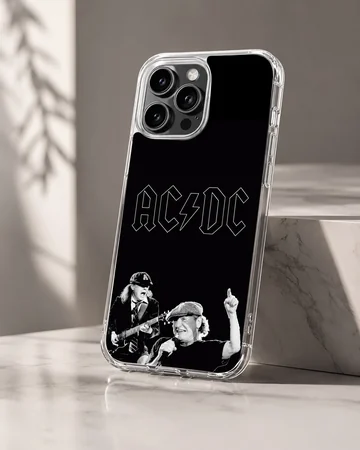 AC DC band artwork black and white phone case — Hero
