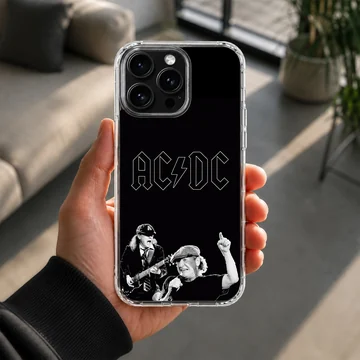 AC DC band artwork black and white phone case — Lifestyle