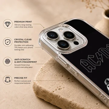 AC DC band artwork black and white phone case — Info