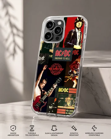 AC DC collage design on phone case — Specs