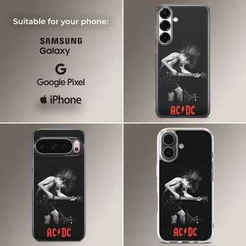 AC DC phone case with bold rock legend design — Collage