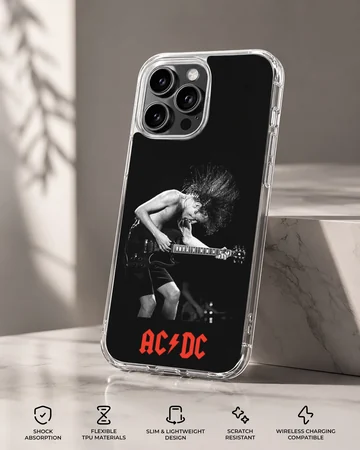 AC DC phone case with bold rock legend design — Specs