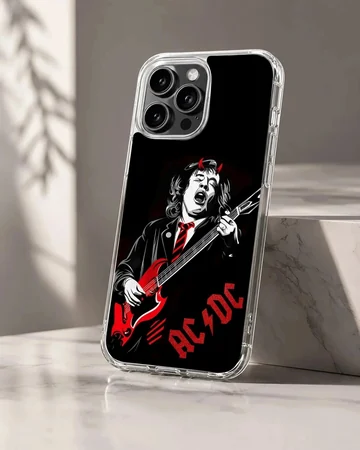 Dynamic AC DC digital illustration artwork on a phone case
