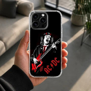 Dynamic AC DC digital illustration artwork on a phone case — Lifestyle