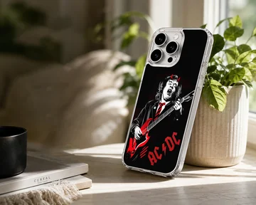 Dynamic AC DC digital illustration artwork on a phone case — Lifestyle