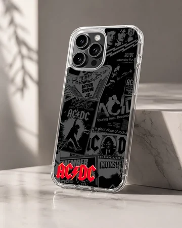 AC/DC themed phone case featuring classic rock elements and bold typography. — Hero