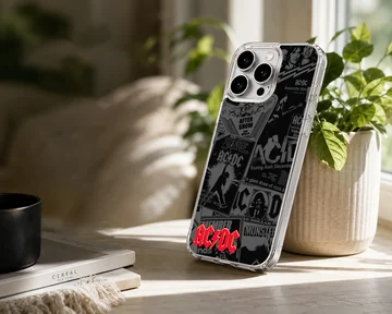 AC/DC themed phone case featuring classic rock elements and bold typography. — Lifestyle