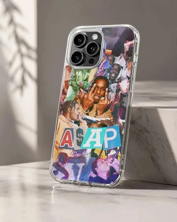 ASAP Rocky collage artwork on a phone case