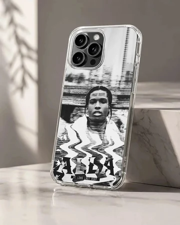 ASAP Rocky portrait with artistic graffiti style on phone case
