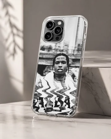 ASAP Rocky portrait with artistic graffiti style on phone case — Hero