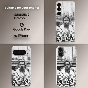 ASAP Rocky portrait with artistic graffiti style on phone case — Collage