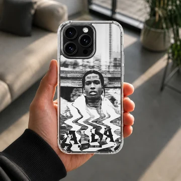 ASAP Rocky portrait with artistic graffiti style on phone case — Lifestyle
