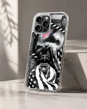ASAP Rocky black and white art phone case with dynamic design