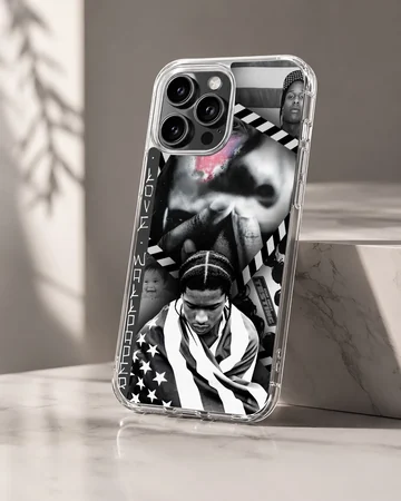 ASAP Rocky black and white art phone case with dynamic design — Hero