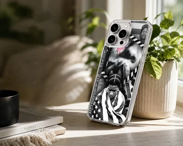 ASAP Rocky black and white art phone case with dynamic design — Lifestyle