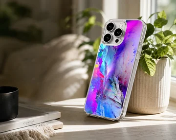Dynamic abstract art in purple and blue on phone case — Lifestyle