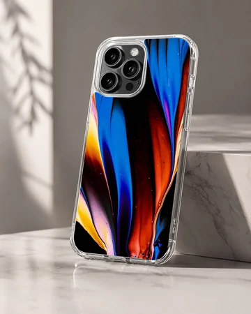 Vibrant abstract art with blue, red, and orange colors phone case — Hero