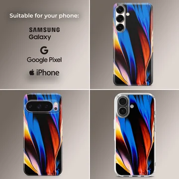 Vibrant abstract art with blue, red, and orange colors phone case — Collage