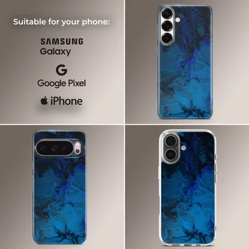 Blue abstract art design on a phone case — Collage