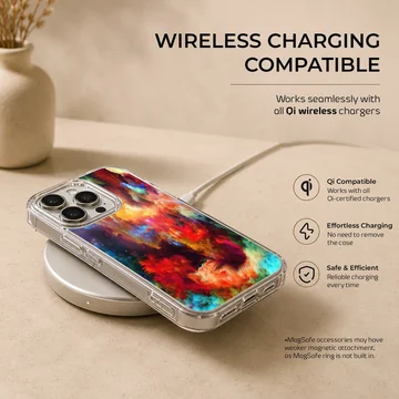 Colorful abstract art design on a phone case. — Charging