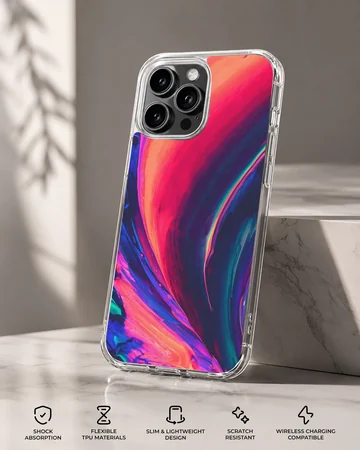 Abstract art design with vibrant swirls on phone case — Specs