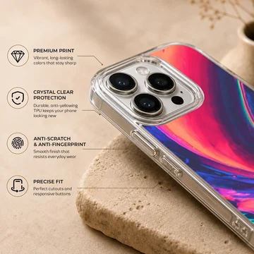 Abstract art design with vibrant swirls on phone case — Info