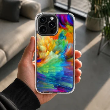 Vibrant abstract brushstroke phone case — Lifestyle